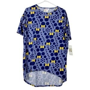 LuLaRoe Irma Womens XXS Shirt Tunic Stretch Disney Minnie Mouse Purple - NEW